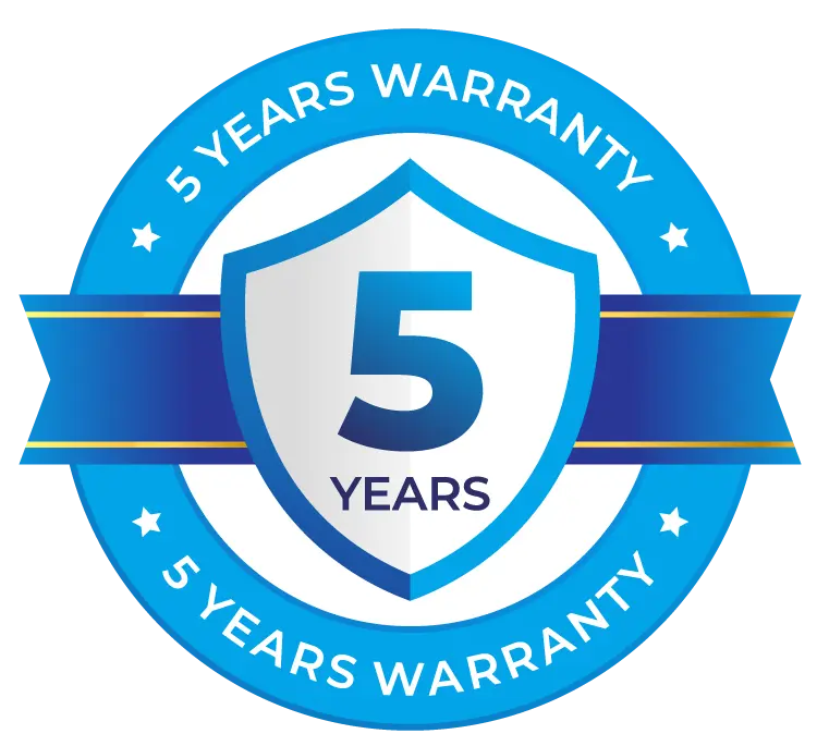 5 Year Warranty blue seal