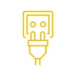 Electrical plug and outlet yellow icon